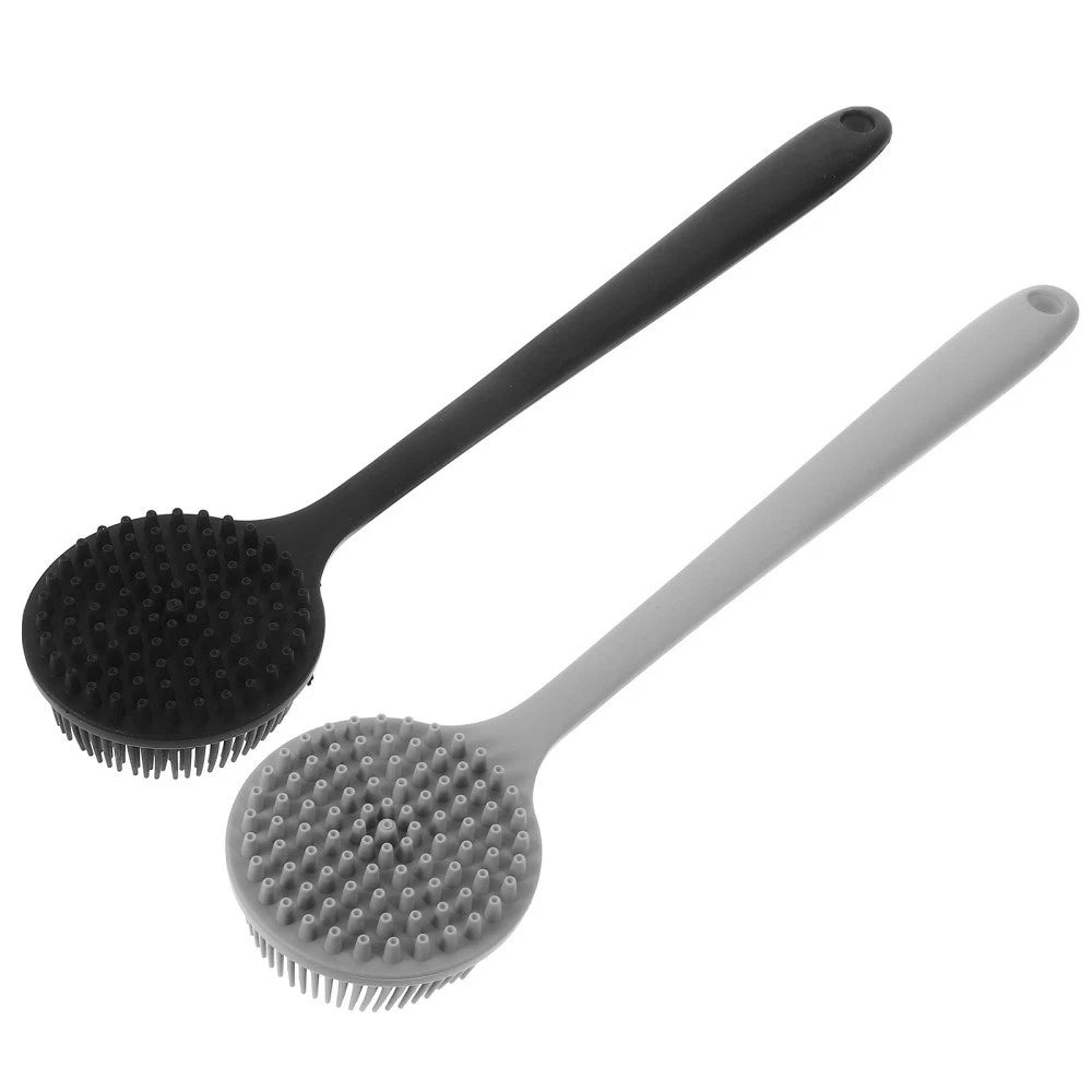 2 Pcs Bath Brush Back Scrubber Silicone Body for Bathroom Long Handle