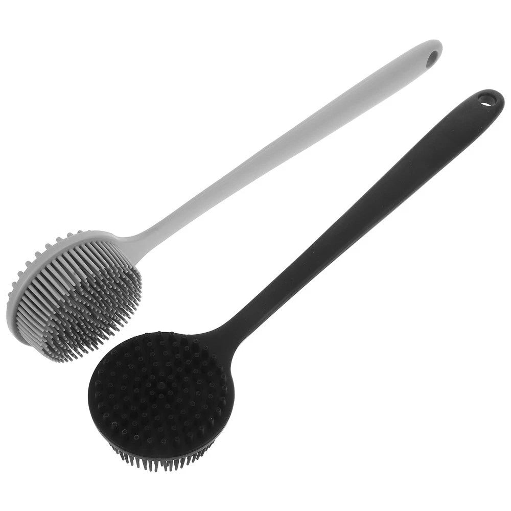 2 Pcs Bath Brush Back Scrubber Silicone Body for Bathroom Long Handle