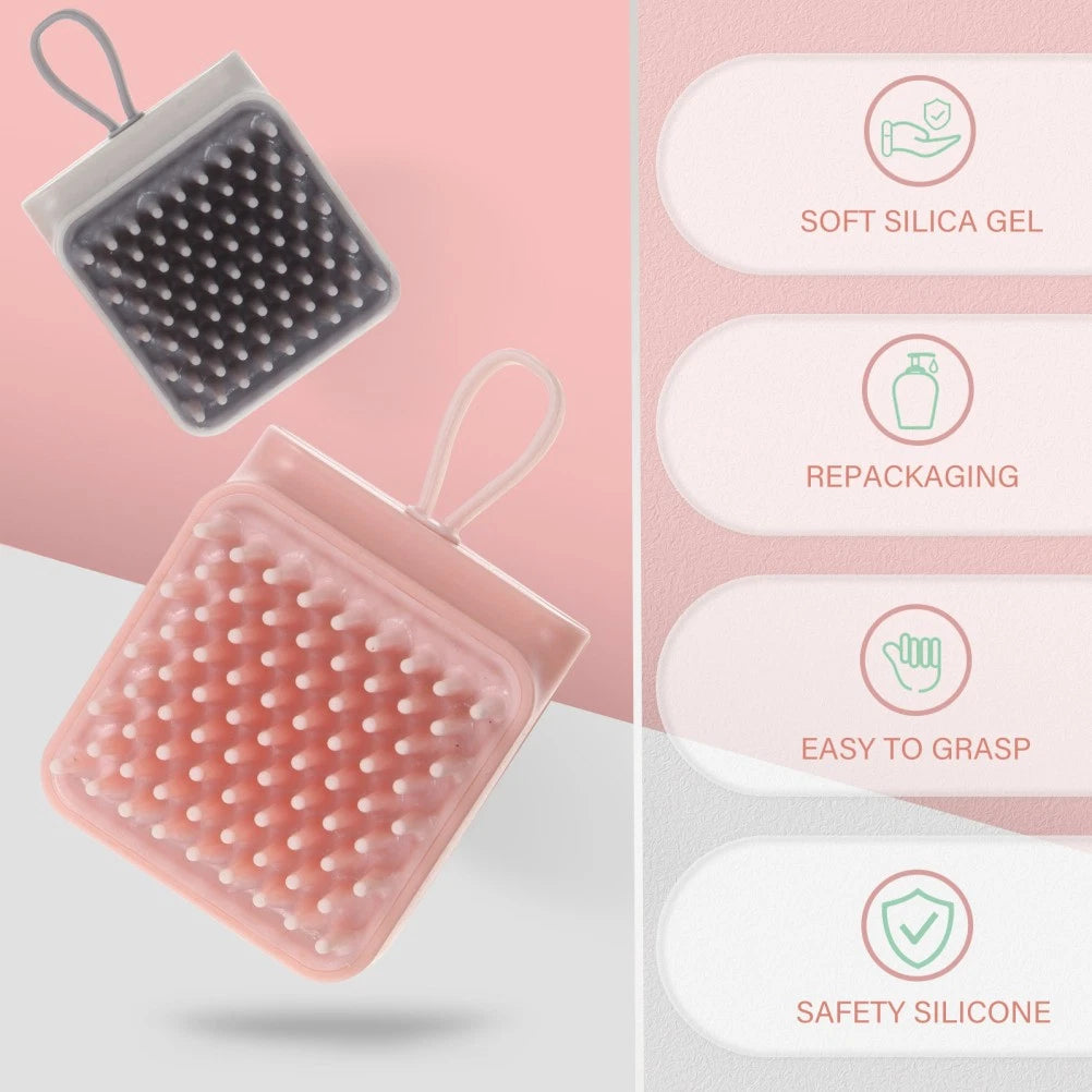 2 Pcs Bath Brush Pet Scrubber Shampoo Dispenser Shower Massagers