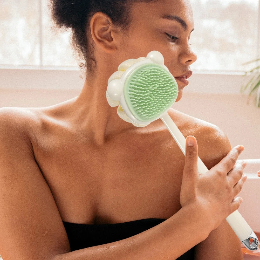Long Handle Bath Brush Soft Bristles Back Scrubber for Shower Use