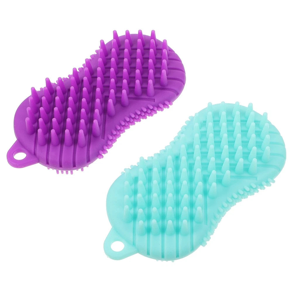 2 Pcs Silicone Bath Brush Baby Scrubber for Body Hair-washing Massage