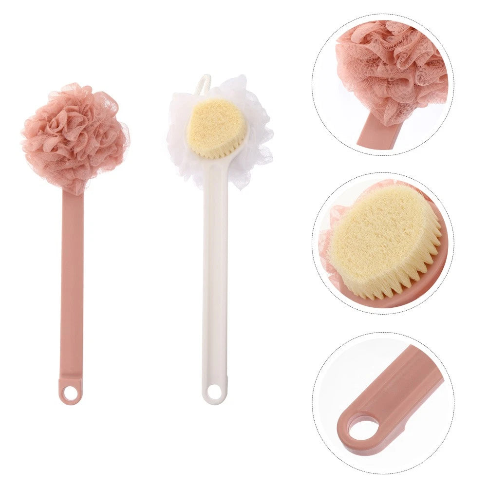 2pcs Long Handle Bath Brush Bristle Bathing Brush Household Long Handle Brush