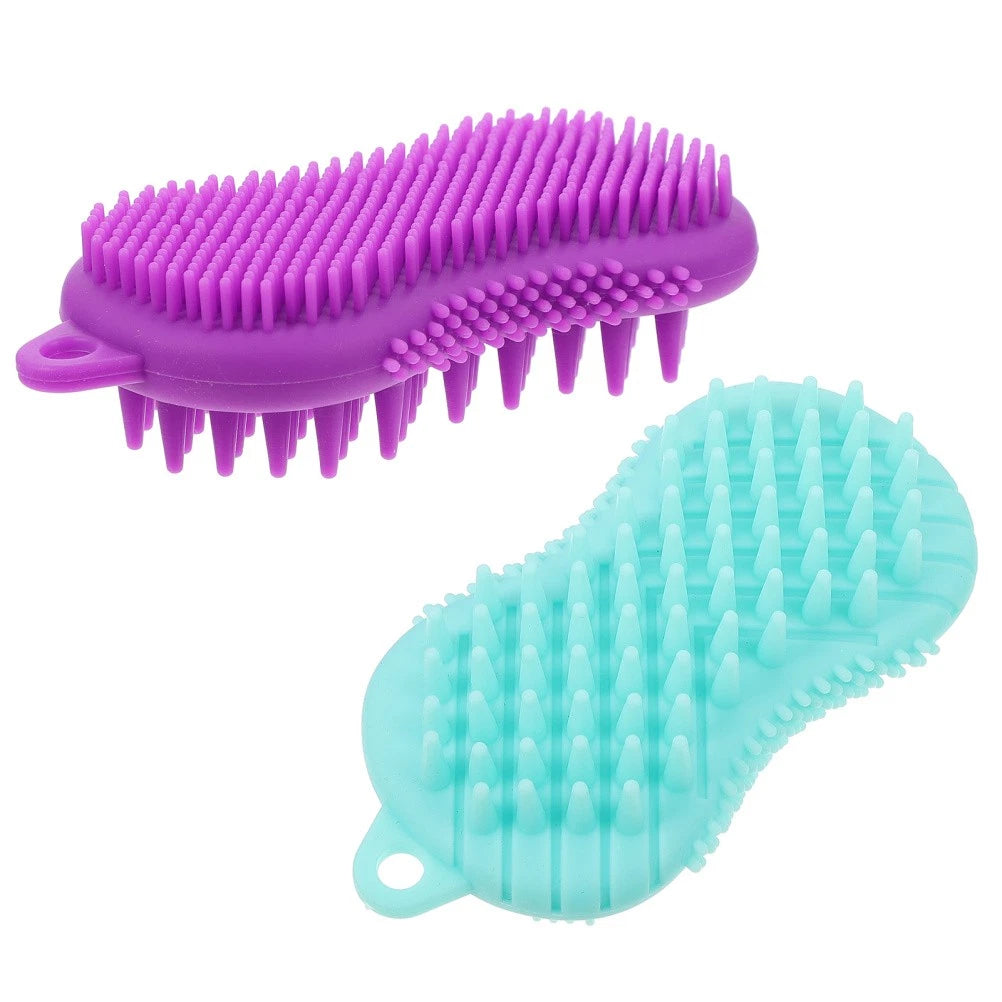 2 Pcs Silicone Bath Brush Baby Scrubber for Body Hair-washing Massage