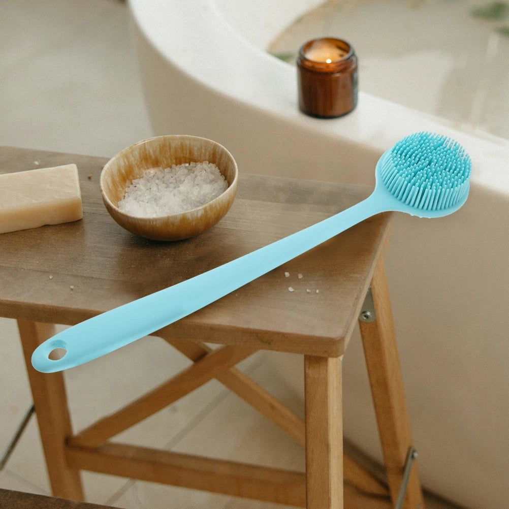 Long Handle Bath Brush Silicone Shower Scrubber Skin Exfoliation for Body