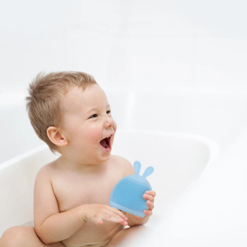 3pcs Baby Bath Massaging Shampoo Shower Brush Silicone Body Exfoliating Scrubber