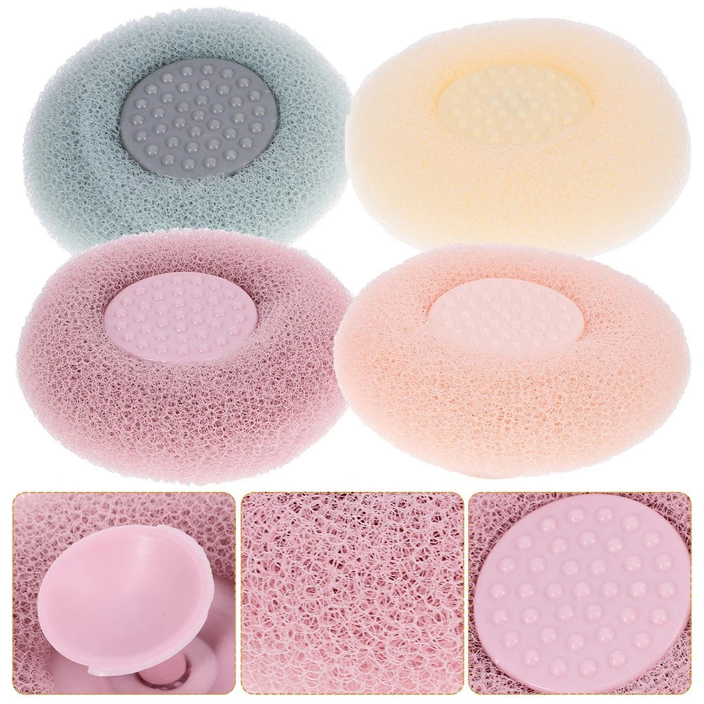 4Pcs Shower Scrubber Shower Tool Shower Brush With Suction Cup Bathing Tool