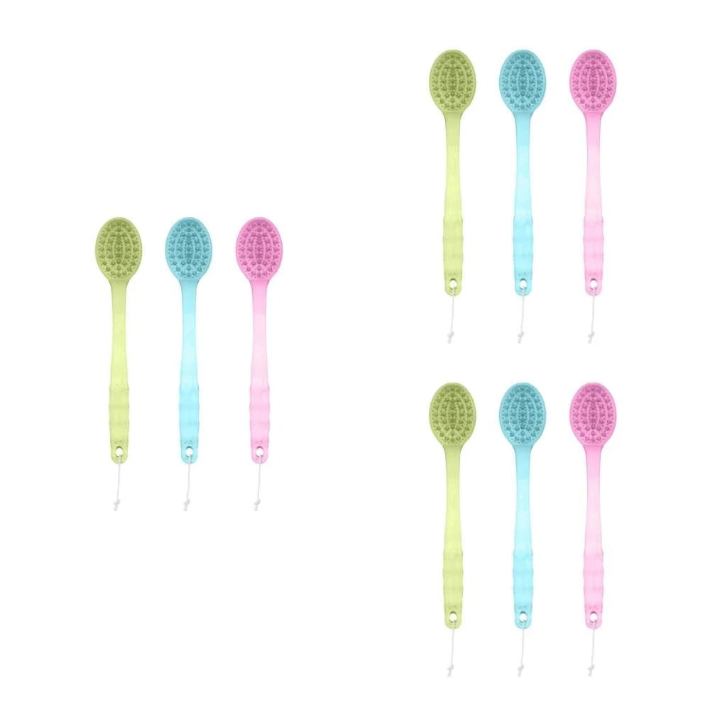 3pcs Long Handle Bath Brush Bath Shower Scrubber Skin Massager