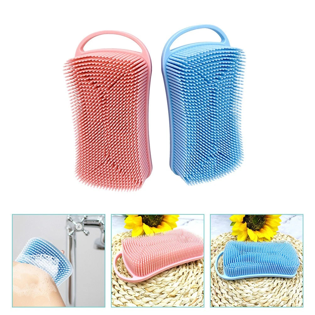 2 Pcs Silicone Shampoo Brush Double-sided Soft Scrubbing