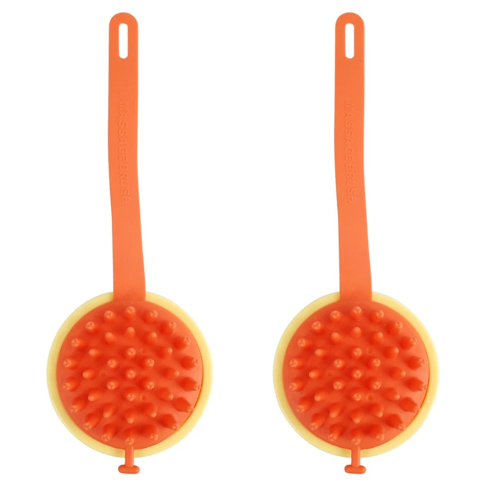 2pcs Bath Brush Massage Scrubber Shower Body Brush Silicone Cleaning Scrubber