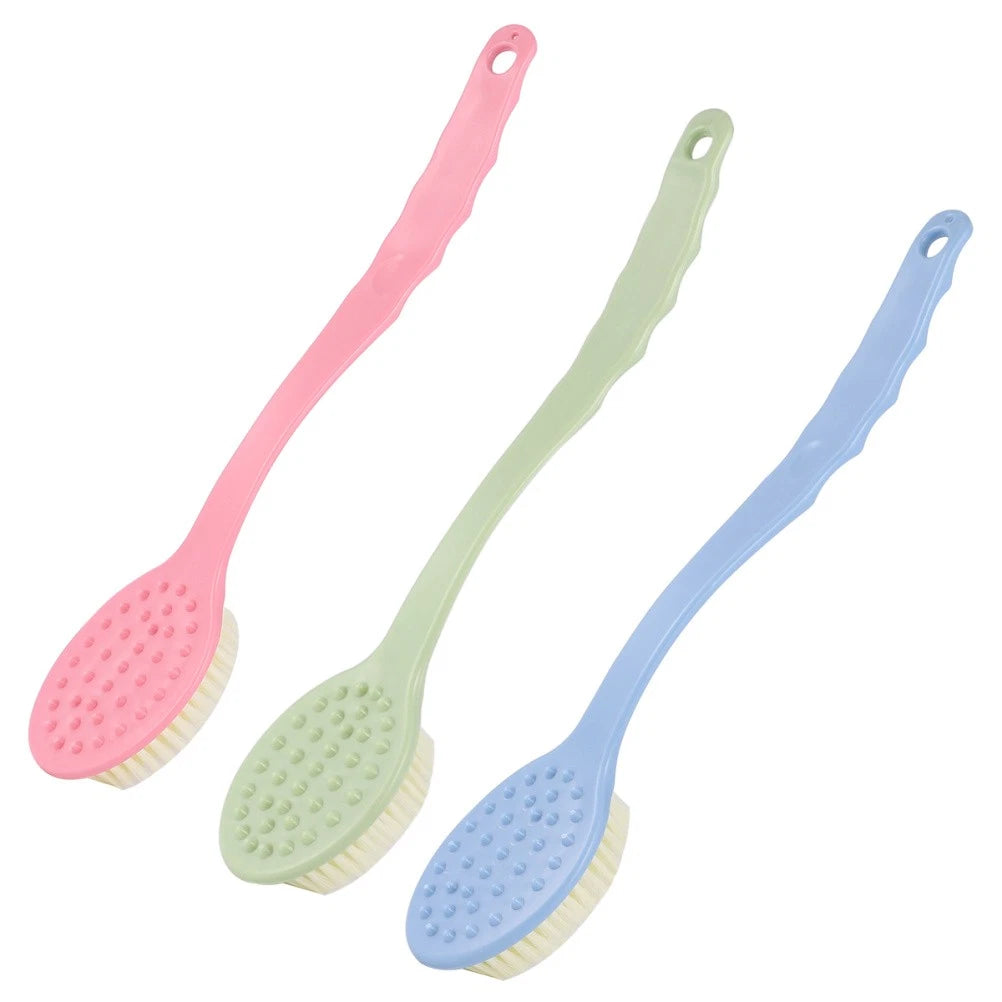 3 Pcs Long Handle Back Brush Bathing Accessories Cleaning Scrubbers