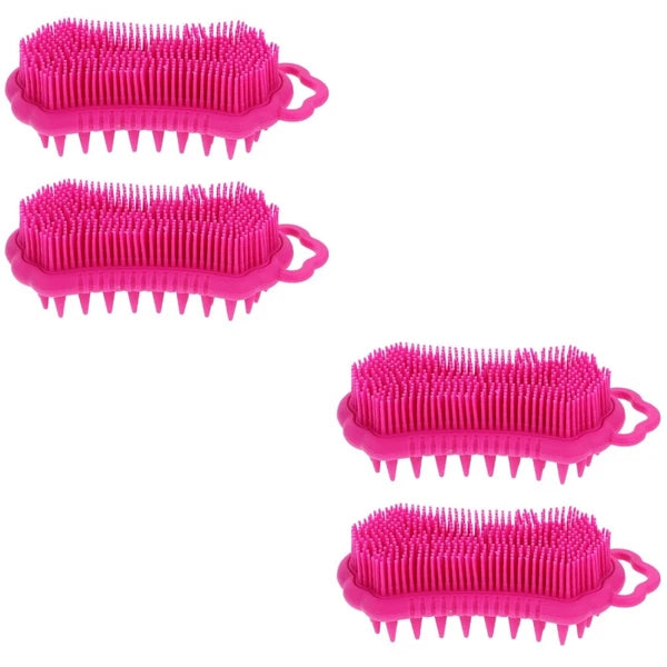 2Pcs Silicone Body Scrubber Head Brush Hair Scalp Brush Exfoliating Bath Brush