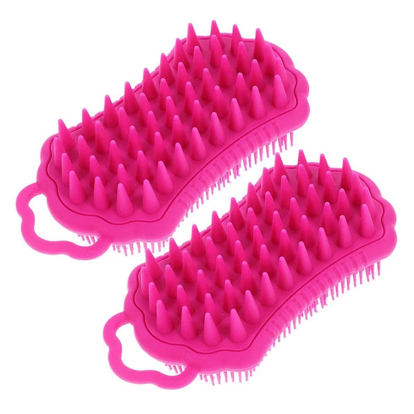 2Pcs Silicone Body Scrubber Head Brush Hair Scalp Brush Exfoliating Bath Brush