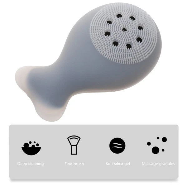 Silicone Bath Handle Back Rub Massager Shower Cleaning Brush