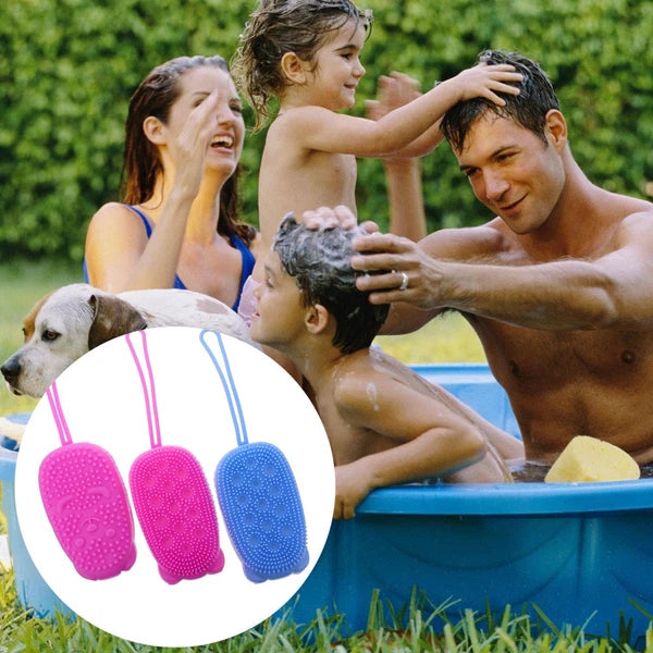 3 Pcs Bath Brush Silicone Body Scrubber Men Exfoliator Shower for