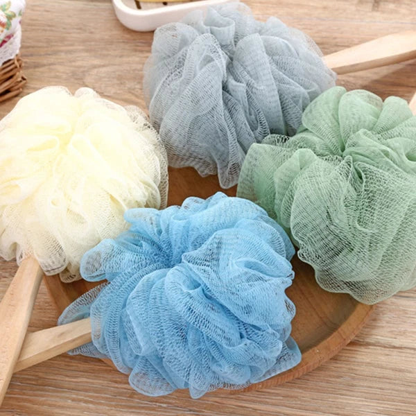 3pcs Long Handle Bath Balls Shower Bath Brushes (Light Yellow)
