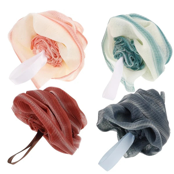 4 Pcs Bath Ball Flower Back Brush for Shower Men Body Exfoliator Scrubber