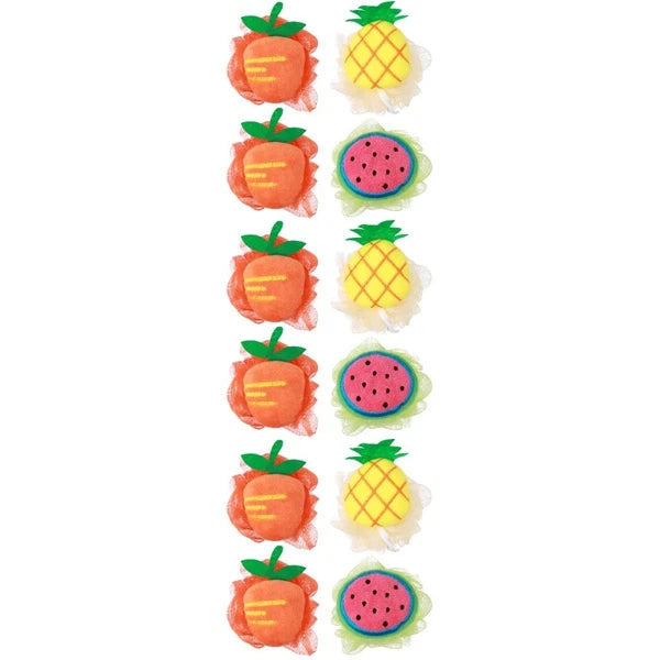 4 Pcs Mesh Bath Ball Shower Sponge Fruit Shape Exfoliating Scrubber Brush