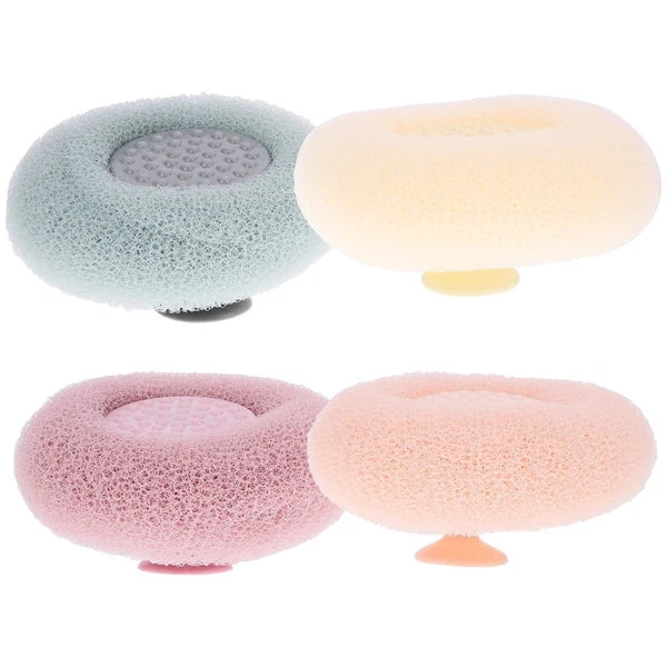 4Pcs Shower Scrubber Shower Tool Shower Brush With Suction Cup Bathing Tool