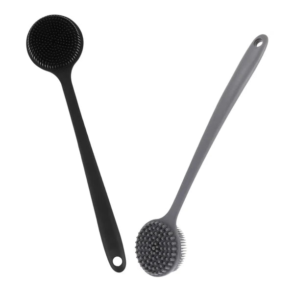 2 Pcs Bath Brush Man Silicone Body Scrubber Shower with Handle Back