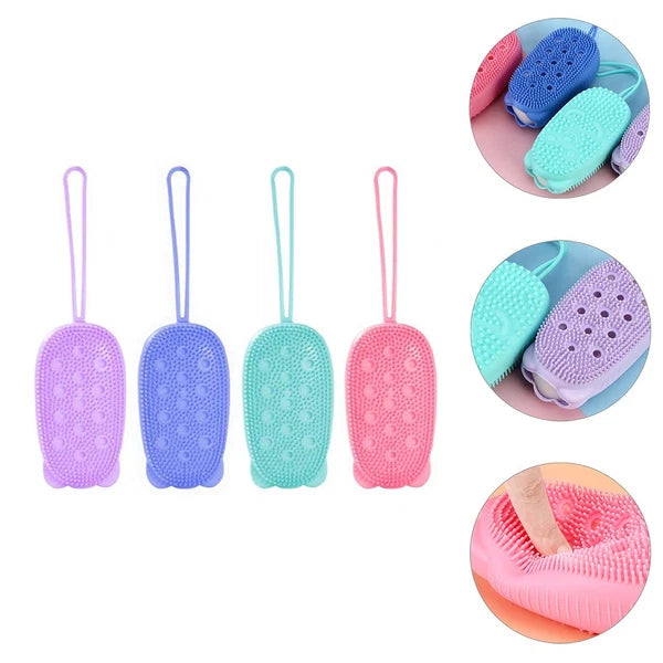 4 Pcs Silicone Bath Towel Body Scruber Soft Scrubber Men and Women Brush Shower