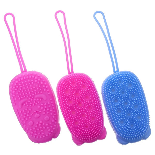 3 Pcs Bath Brush Silicone Body Scrubber Men Exfoliator Shower for