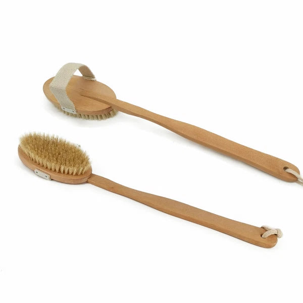 1pc Brush Natural Bristle Wood Handle Body Scrubber Shower Bath Brush Brushing