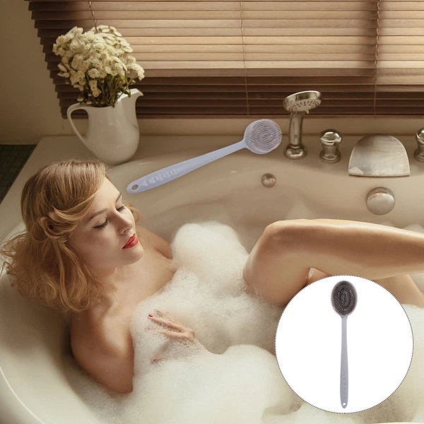 1Pc Bath Brush with Long Handle Bath Body Brush Silicone Back Scrubber
