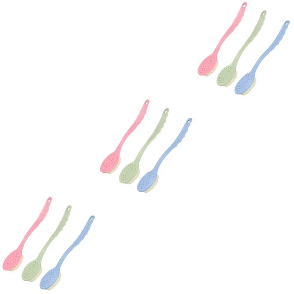3 Pcs Long Handle Bath Brushes Shower Brushes Soft Bristle Body Scrubbers