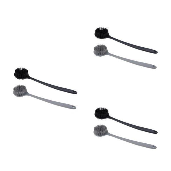 2 Pcs Bath Brush Silicone Body Scrubber Shower Man Handheld with Handle