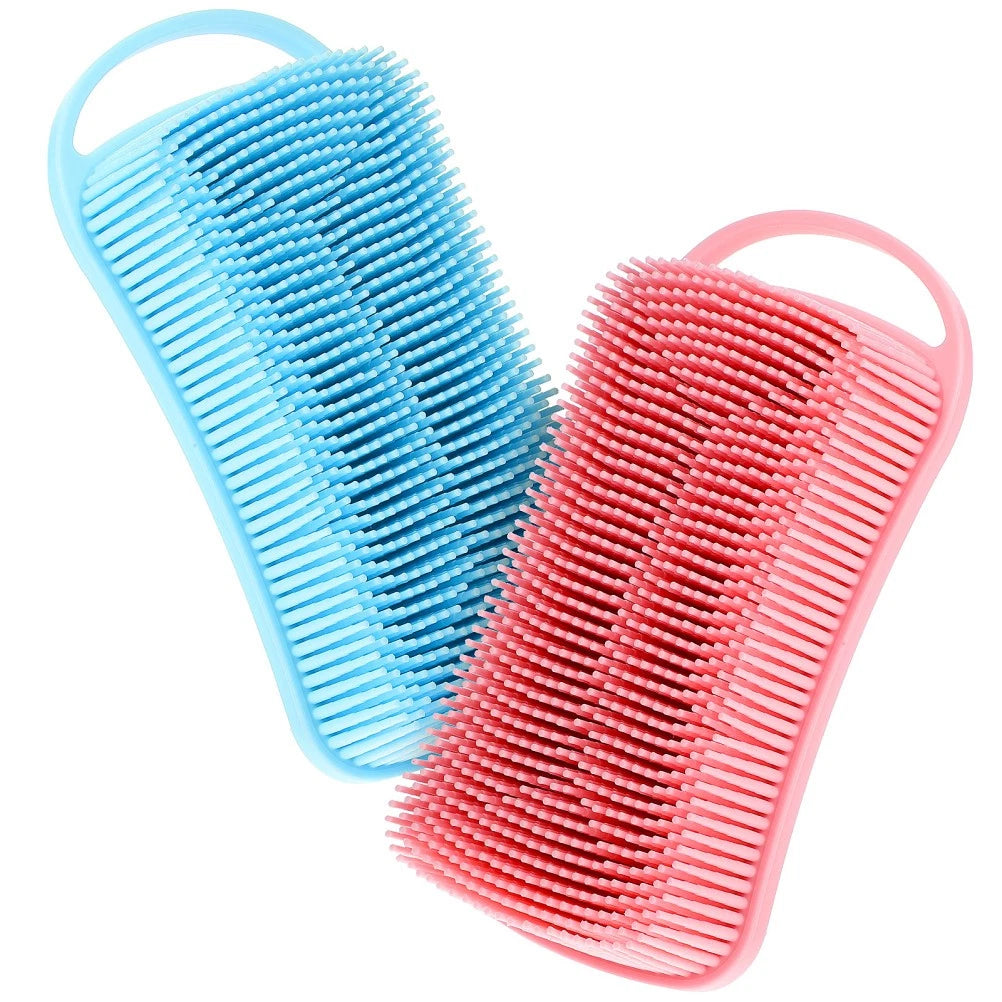 2 Pcs Silicone Shower Brush Man Back Exfoliator Body Bath Scrubbers Men
