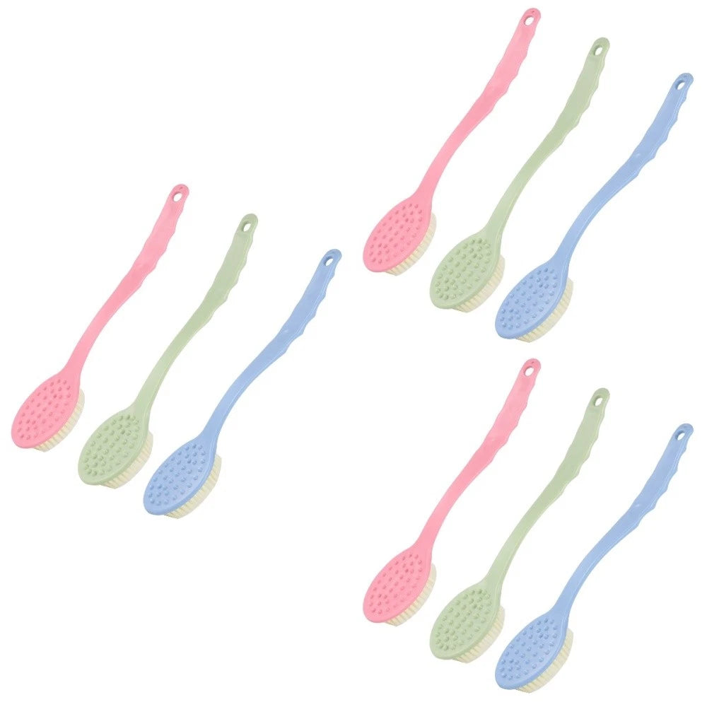 3 Pcs Long Handle Back Brush Bathing Accessories Cleaning Scrubbers