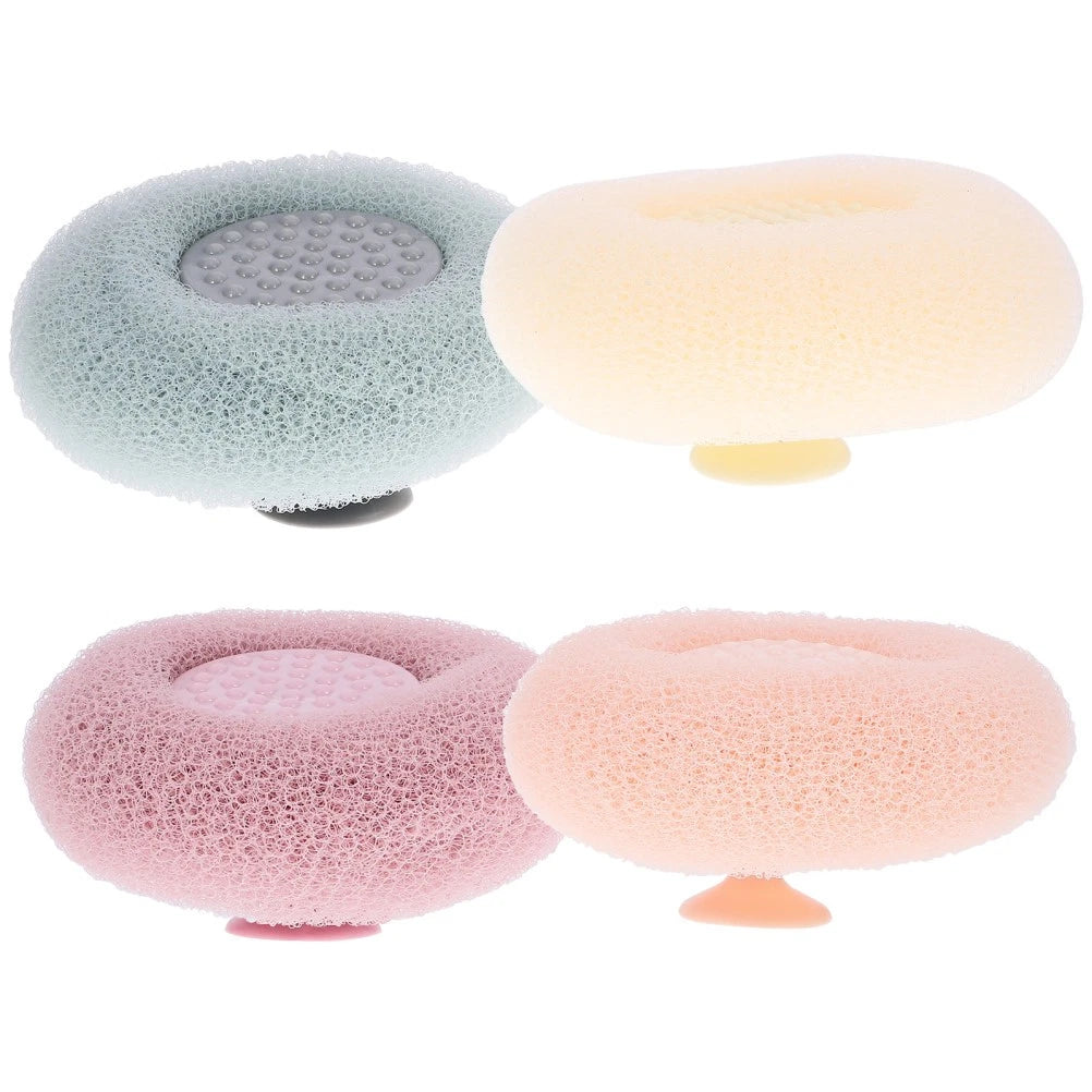 4Pcs Shower Scrubber Shower Tool Shower Brush With Suction Cup Bathing Tool