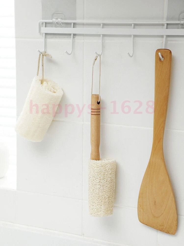Natural Exfoliating Loofah Luffa Loofa Bath Brush On a Stick Long Wooden Handle
