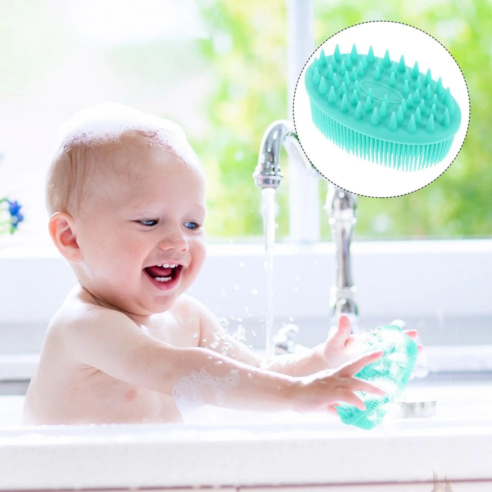 Baby Bath Brush Massage Scrubber Shower Brush Kids Silicone Hair Brush