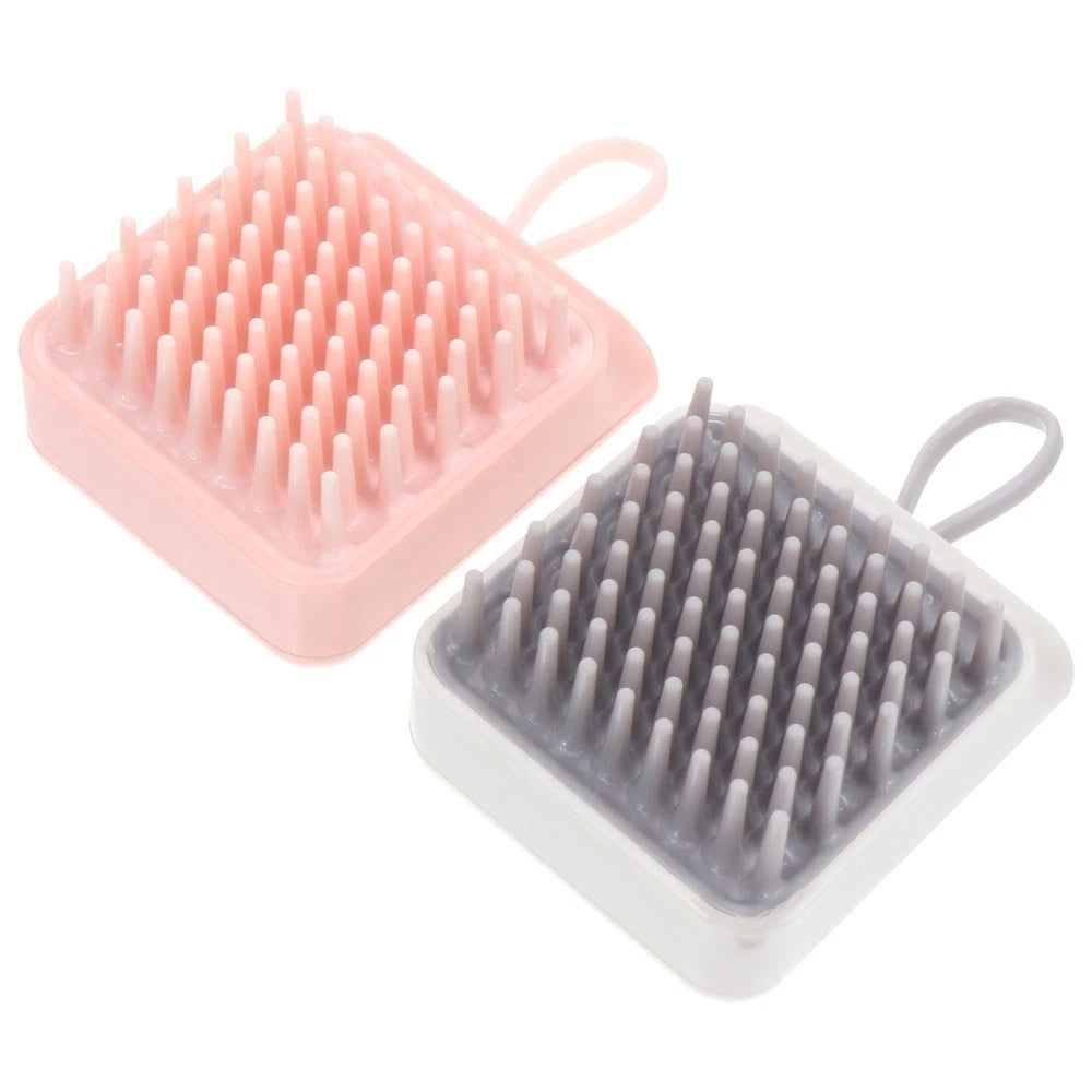 2 Pcs Bath Brush Pet Scrubber Shampoo Dispenser Shower Massagers