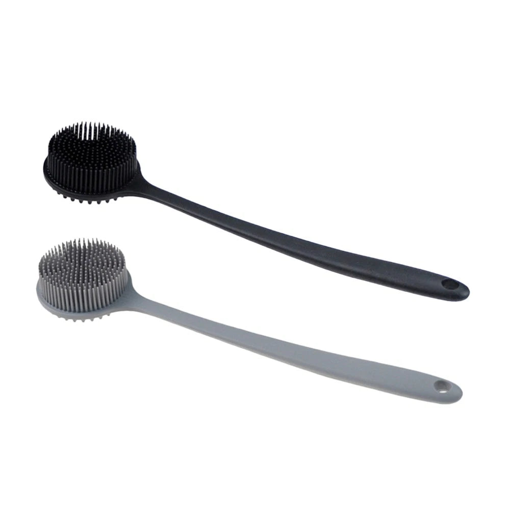2 Pcs Bath Brush Man Silicone Body Scrubber Shower with Handle Back