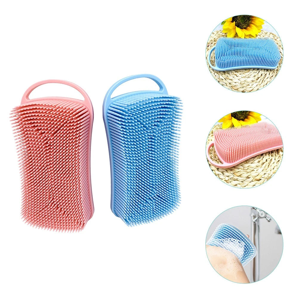 2 Pcs Silicone Shampoo Brush Double-sided Soft Scrubbing