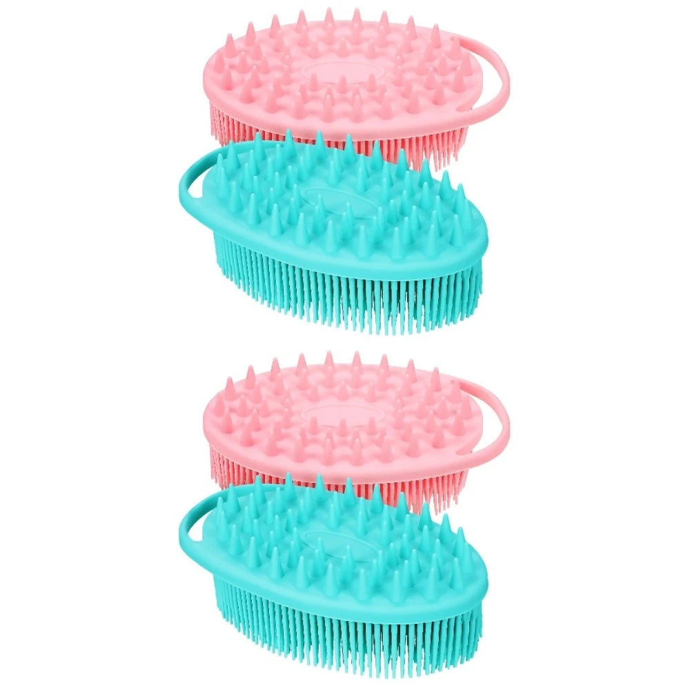 2 Pcs Massage Bath Brush Man Miss Dual-sided Silicone Loofah for Shower