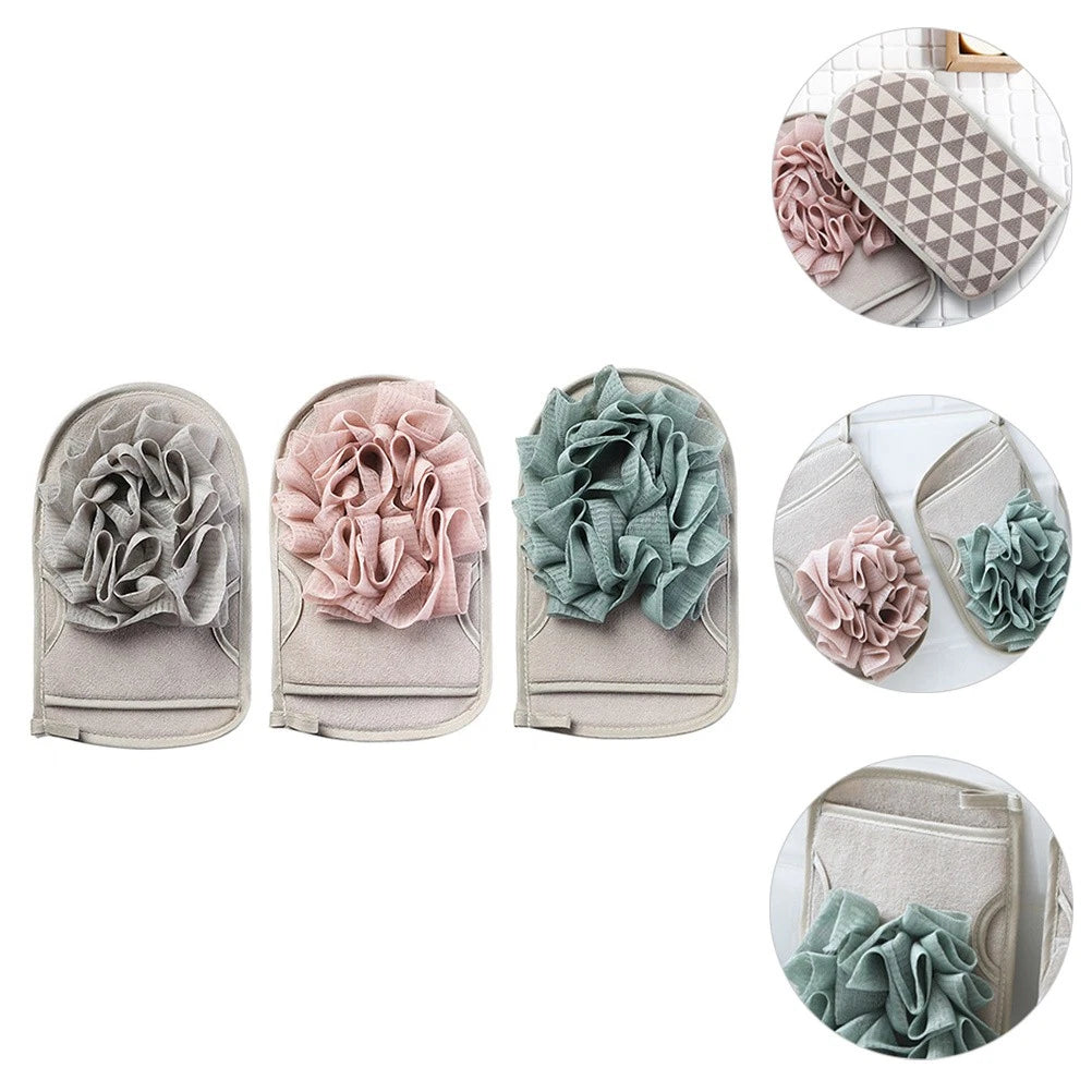 3 Pcs Bath Mitts Dual Side Sponge Shower Scrubber Exfoliating Body Brush
