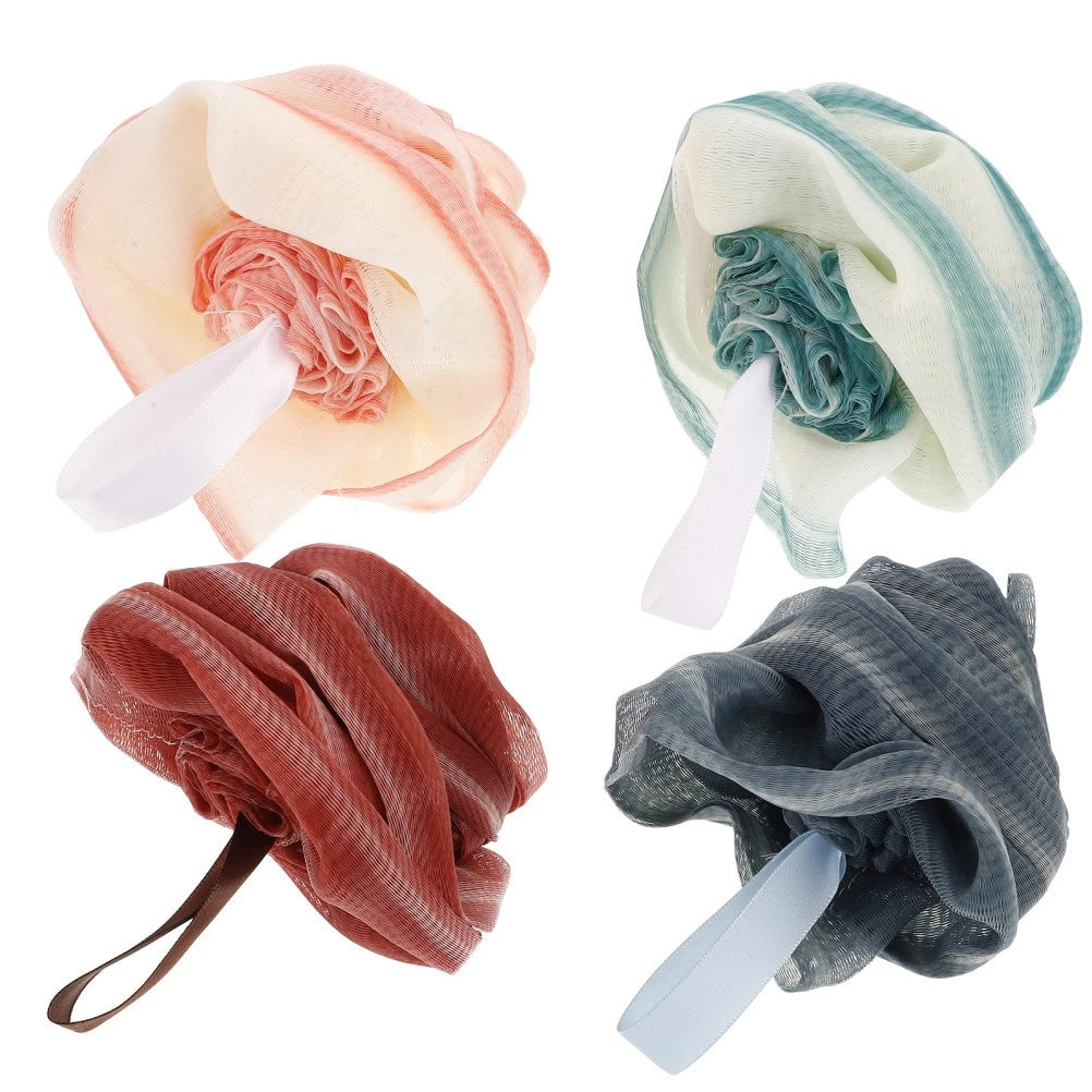 4 Pcs Bath Ball Flower Back Brush for Shower Men Body Exfoliator Scrubber