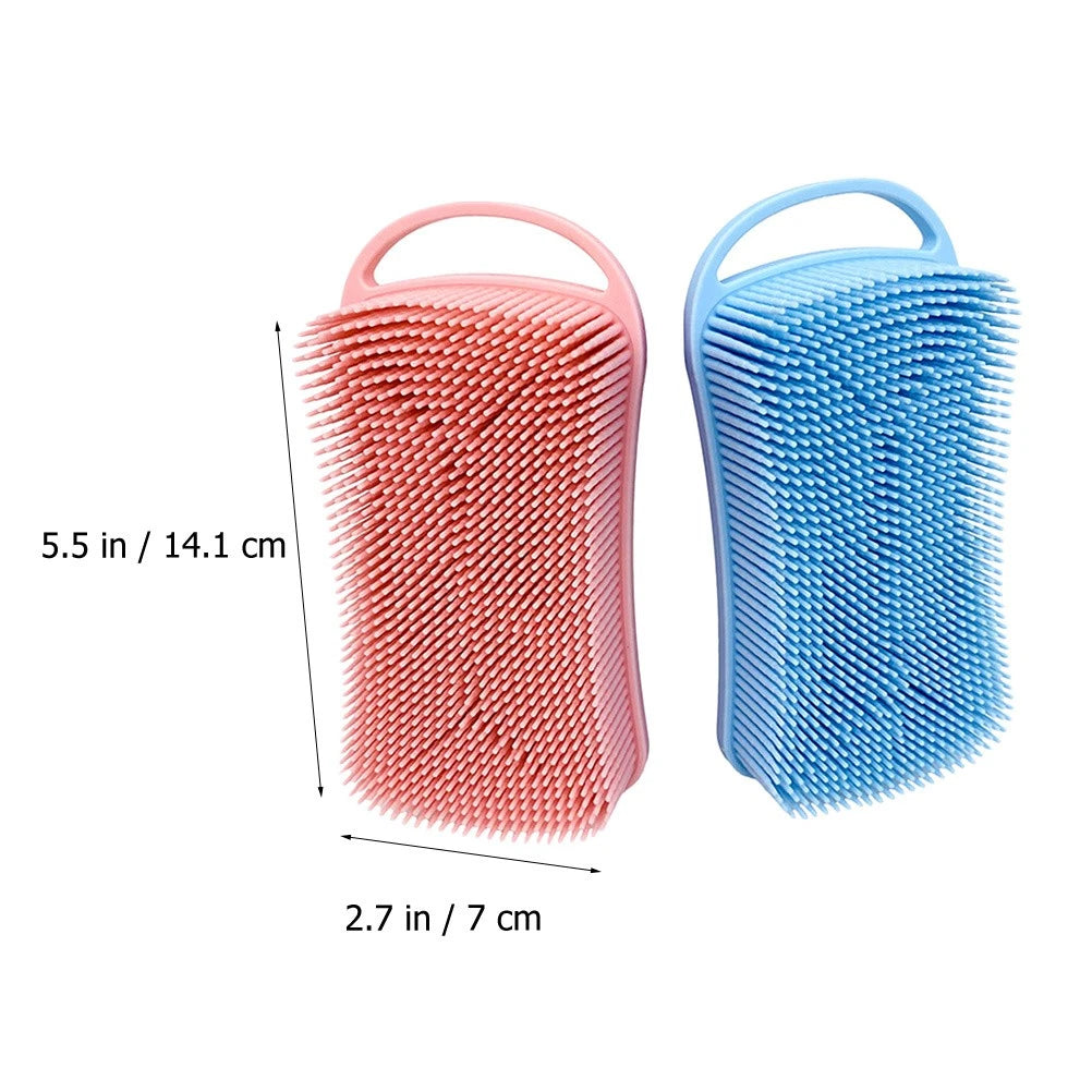 2 Pcs Silicone Shampoo Brush Double-sided Soft Scrubbing