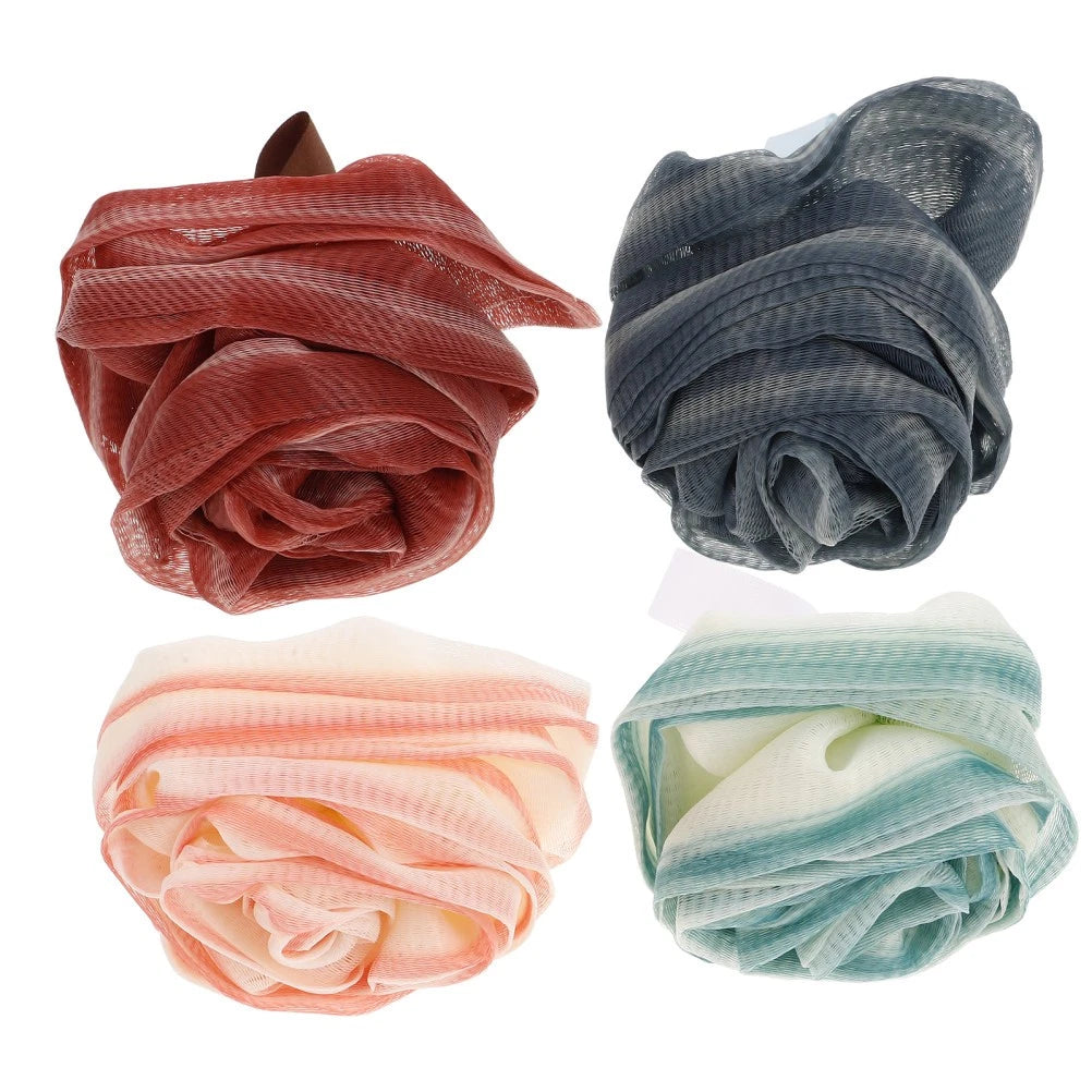 4 Pcs Bath Ball Flower Back Brush for Shower Men Body Exfoliator Scrubber