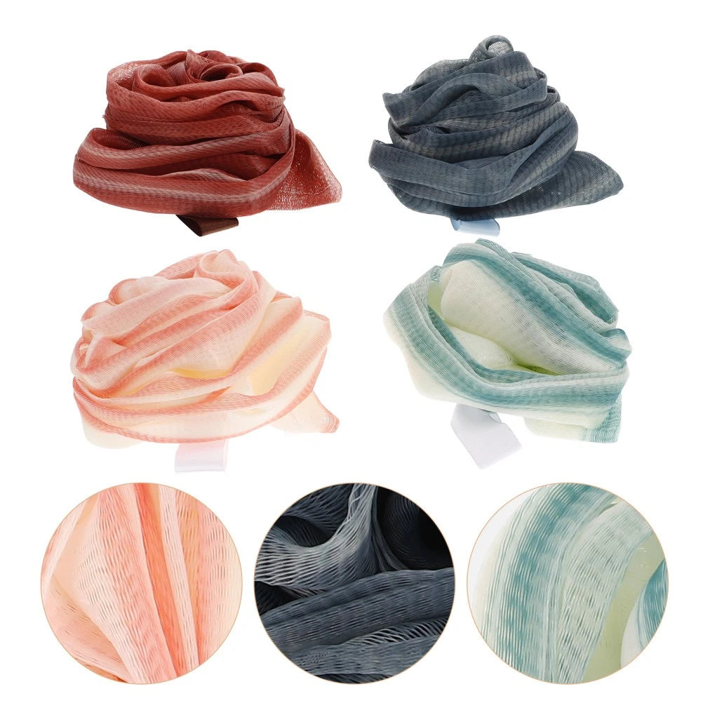 4 Pcs Bath Ball Flower Back Brush for Shower Men Body Exfoliator Scrubber