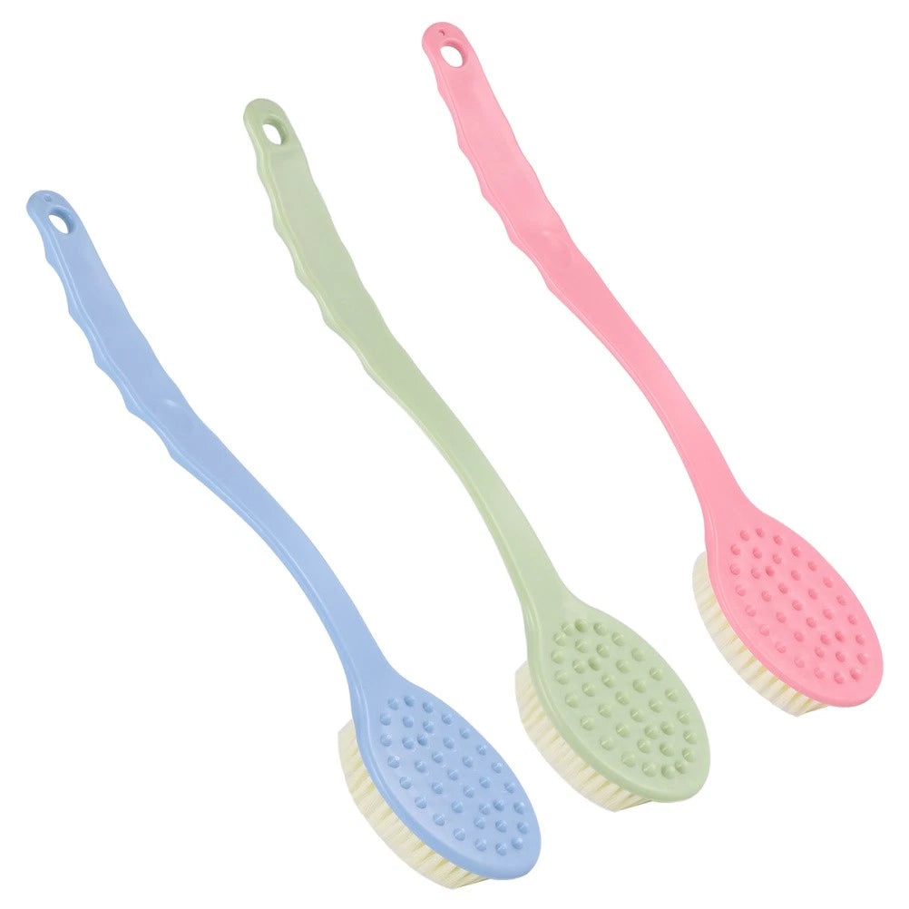 3 Pcs Long Handle Bath Brushes Shower Brushes Soft Bristle Body Scrubbers