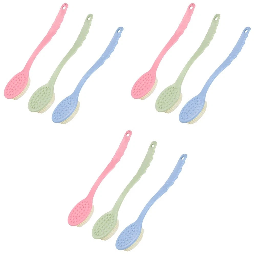 3 Pcs Long Handle Back Brush Cleaning Scrubbers Bathing Accessories