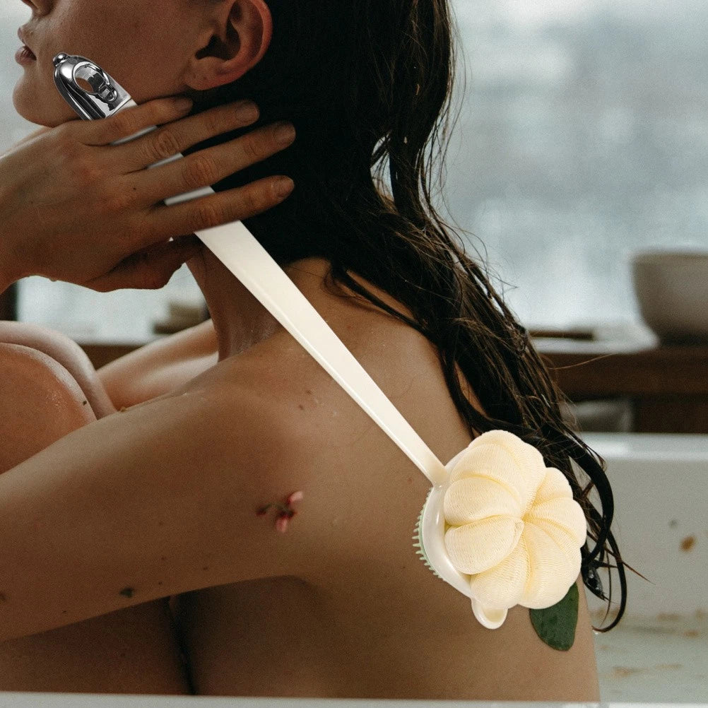 Long Handle Bath Brush Soft Bristles Back Scrubber for Shower Use