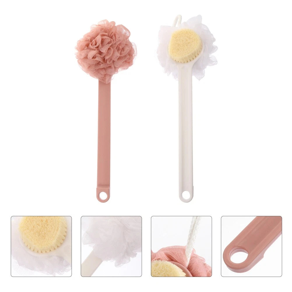 2pcs Long Handle Bath Brush Bristle Bathing Brush Household Long Handle Brush