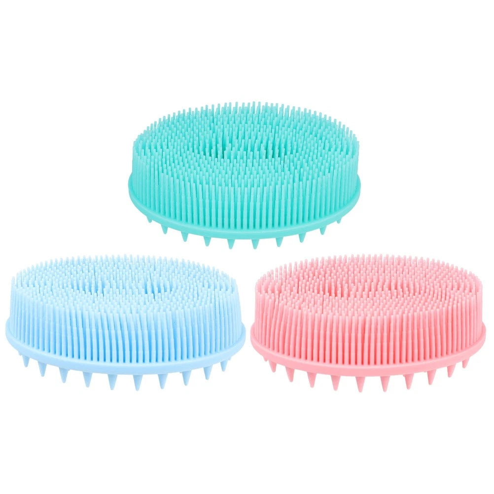 3Pcs Baby Bath Brush Massage Scrubber Shower Brush Kids Silicone Hair Brush