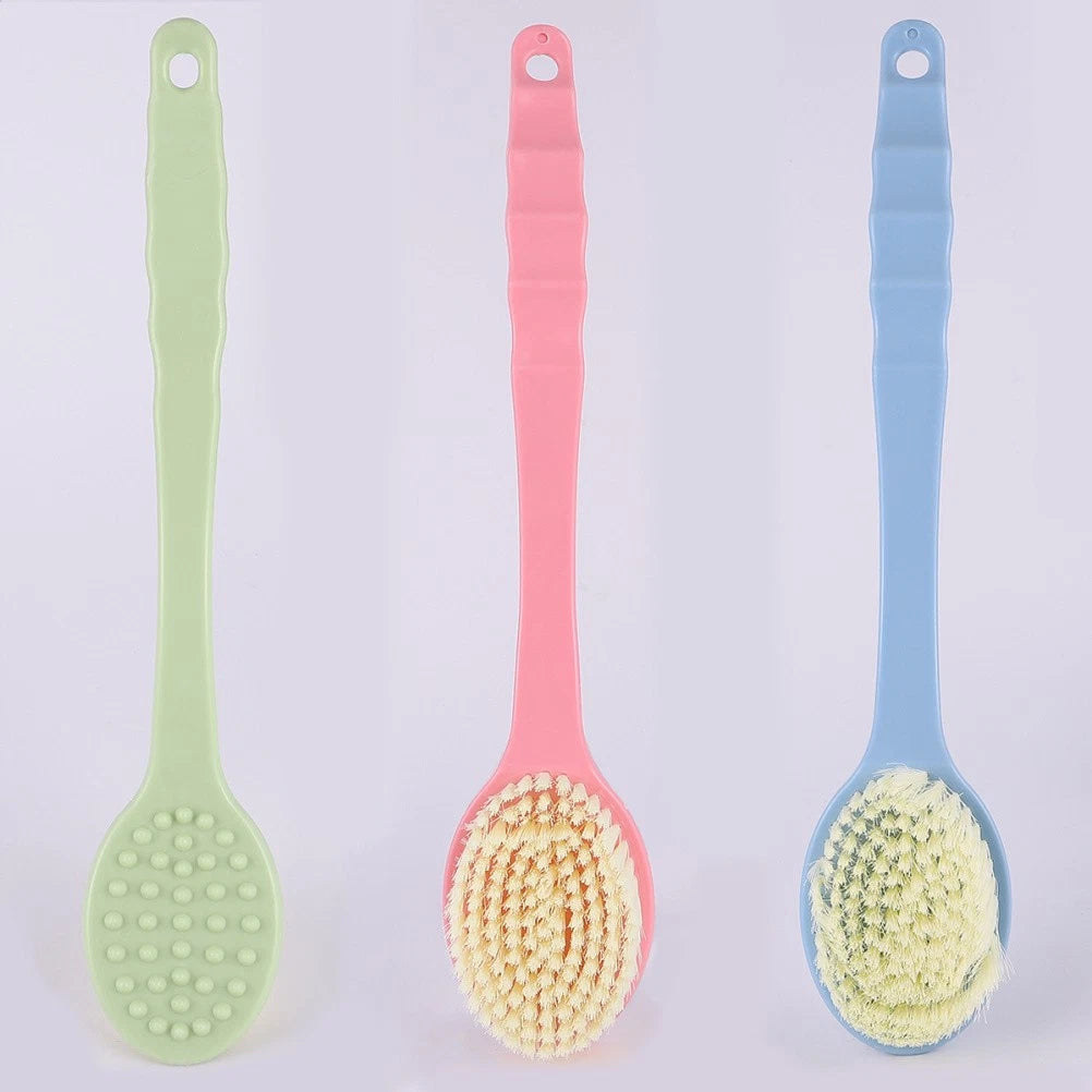 3 Pcs Long Handle Back Brush Bathing Accessories Cleaning Scrubbers