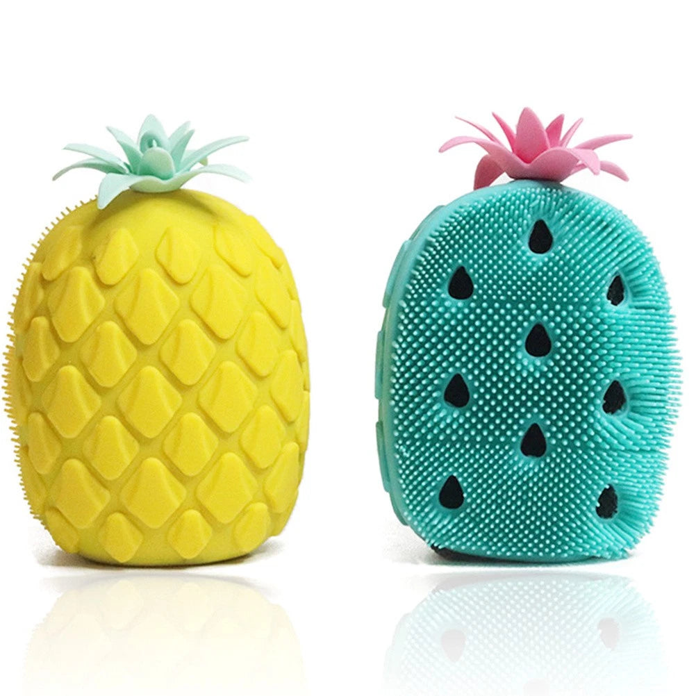 1Pc Silicone Bath Brush Cartoon Pineapple Shape Body Shower Brush Body